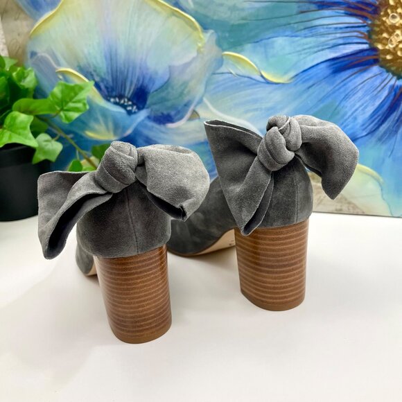 Anthropologie Bow-Tied Pumps Heels In Gray 7.5 - Picture 10 of 14